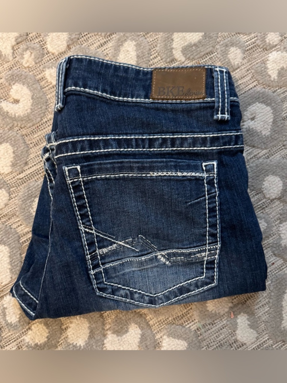 BKE Women's Dark Blue Boot Cut Jeans with Contrast Stitching